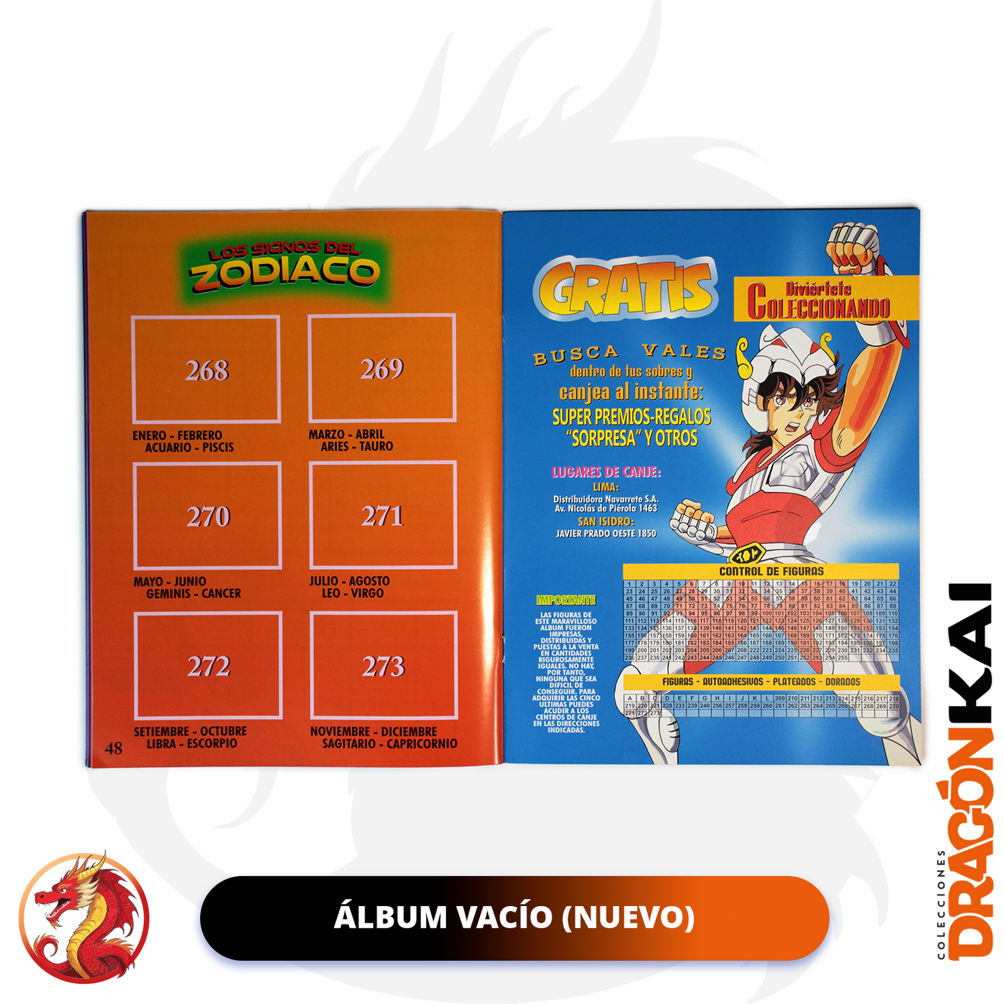 Álbum Caballeros del Zodiaco (Re. Navarrete) + Set completo a pegar