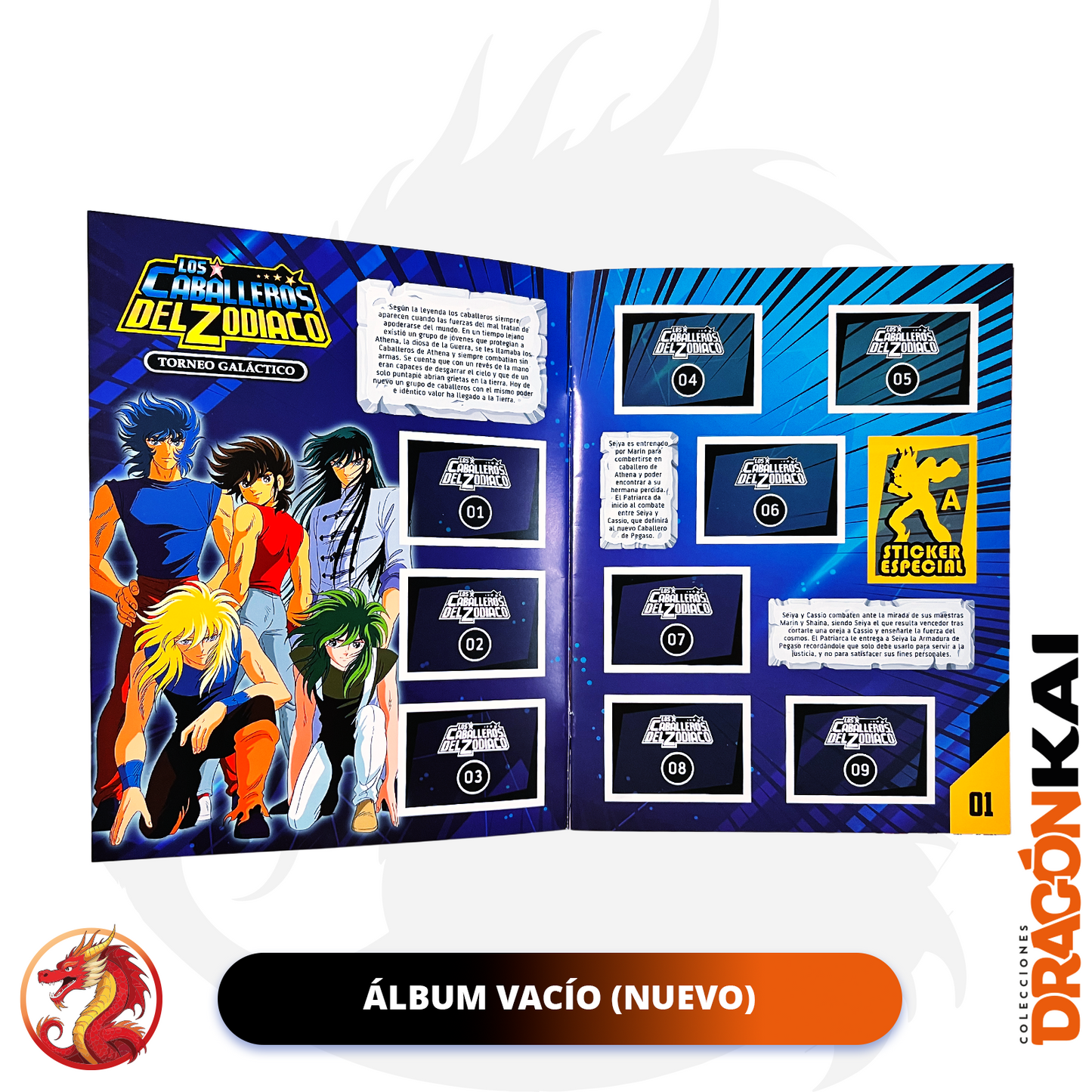 Álbum Caballeros del Zodiaco: Torneo Galáctico + Set completo a pegar