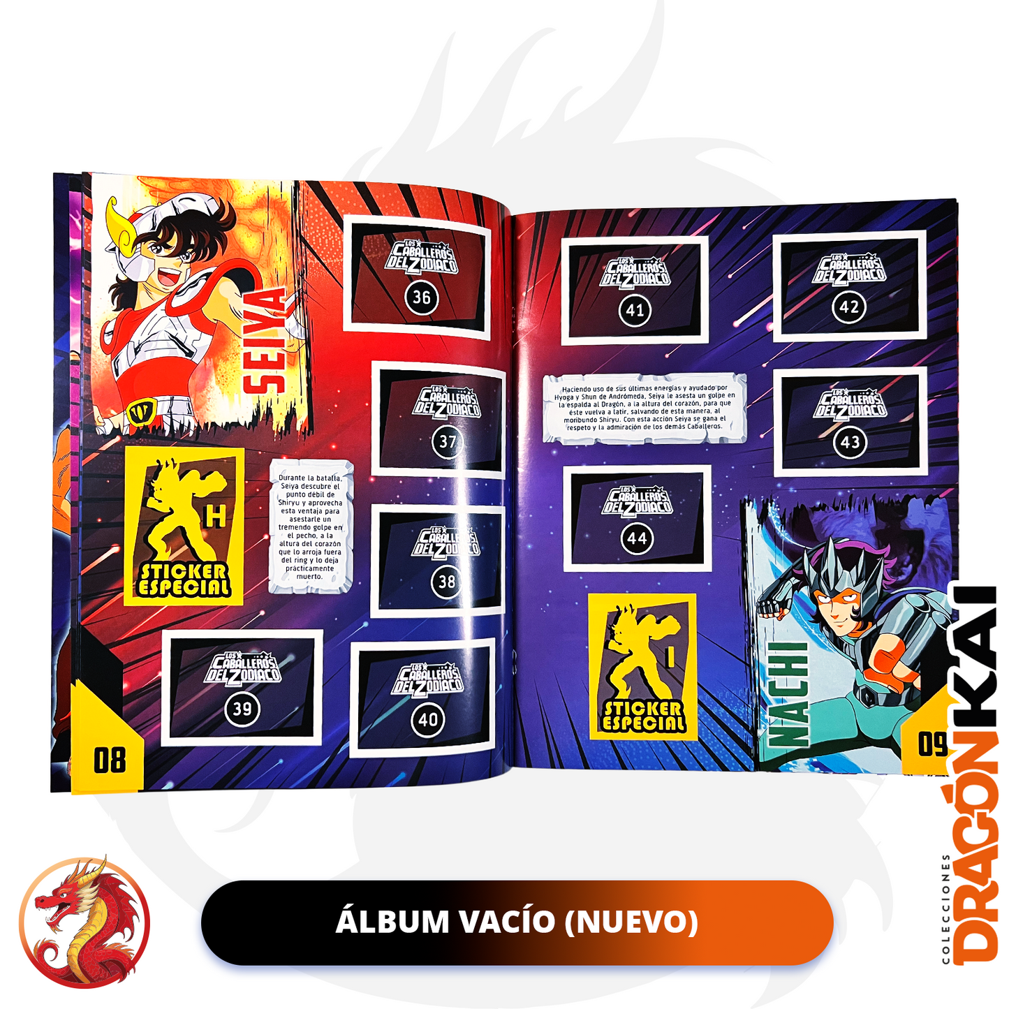 Álbum Caballeros del Zodiaco: Torneo Galáctico + Set completo a pegar