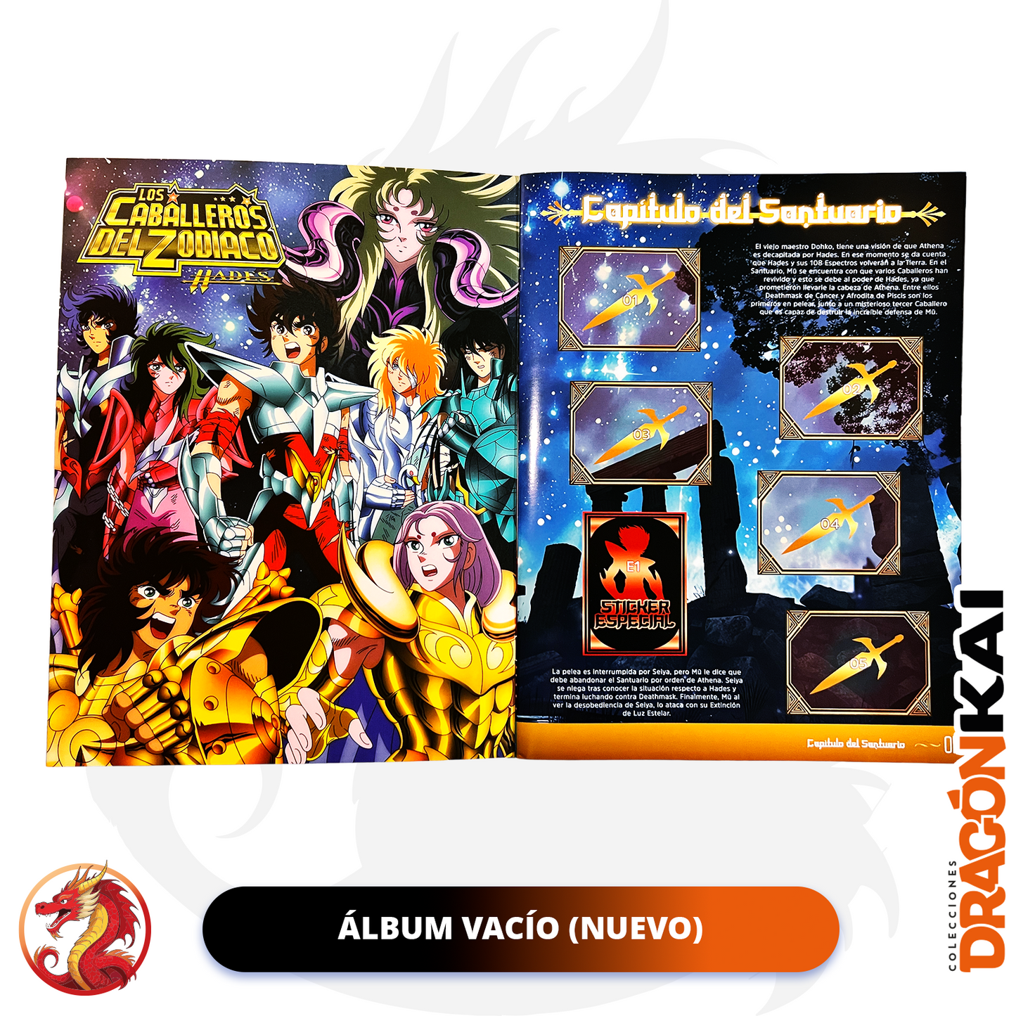 Álbum Caballeros del Zodiaco: La Saga de Hades + Set completo a pegar