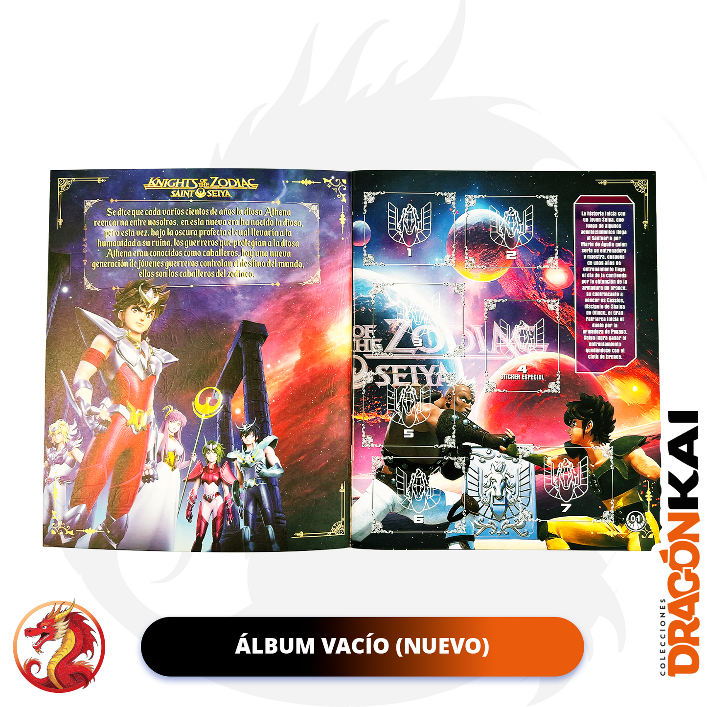 Álbum Caballeros del Zodiaco: Knights of the Zodiac + Set completo a pegar
