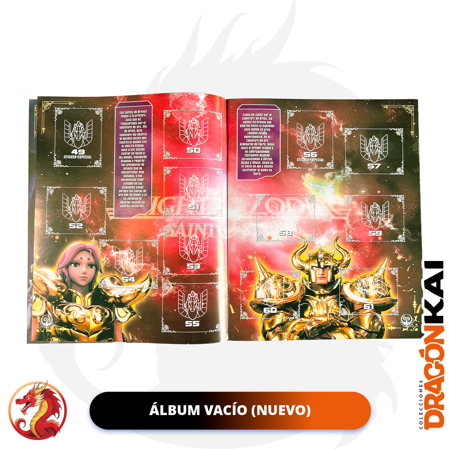 Álbum Caballeros del Zodiaco: Knights of the Zodiac + Set completo a pegar