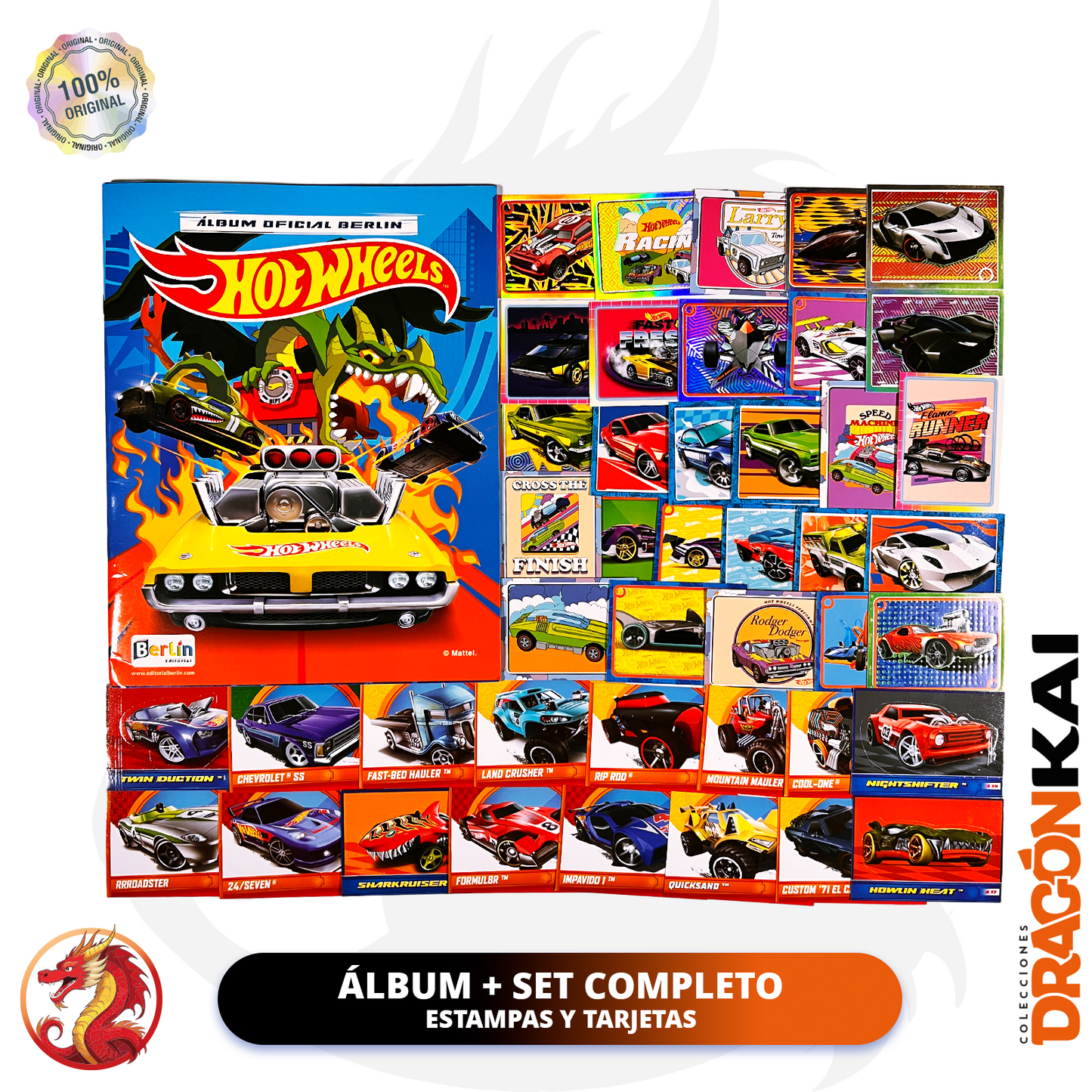 Álbum Hot Wheels (Editorial Berlín) + Set completo de estampas y tarjetas