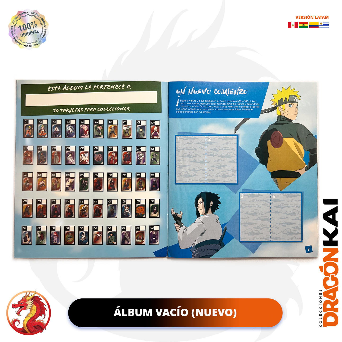 Álbum Naruto Shippuden: Un nuevo comienzo (Panini) + Set completo a pegar