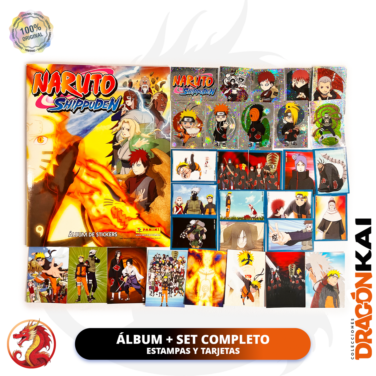 Álbum Naruto Shippuden 2022 (Panini) + Set completo de tarjetas y estampas a pegar