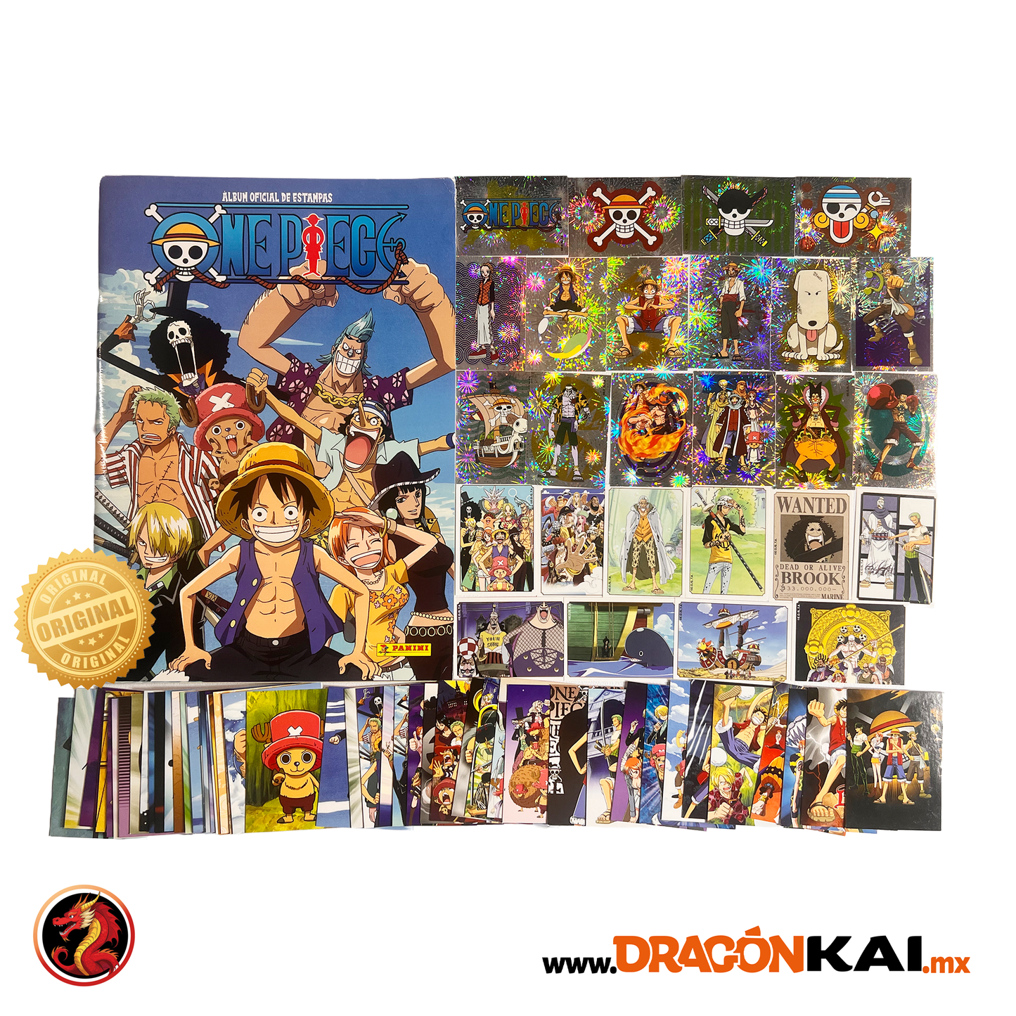 Álbum One Piece 1 (Panini 2021) + Set completo de tarjetas y estampas a pegar