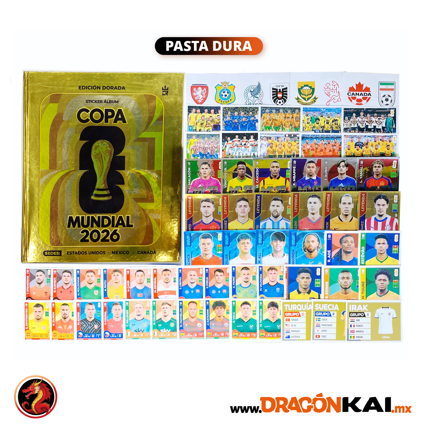 Álbum Pasta Dura Dorado Copa Mundial 2026 (Editorial 3 Reyes) + Set completo a pegar