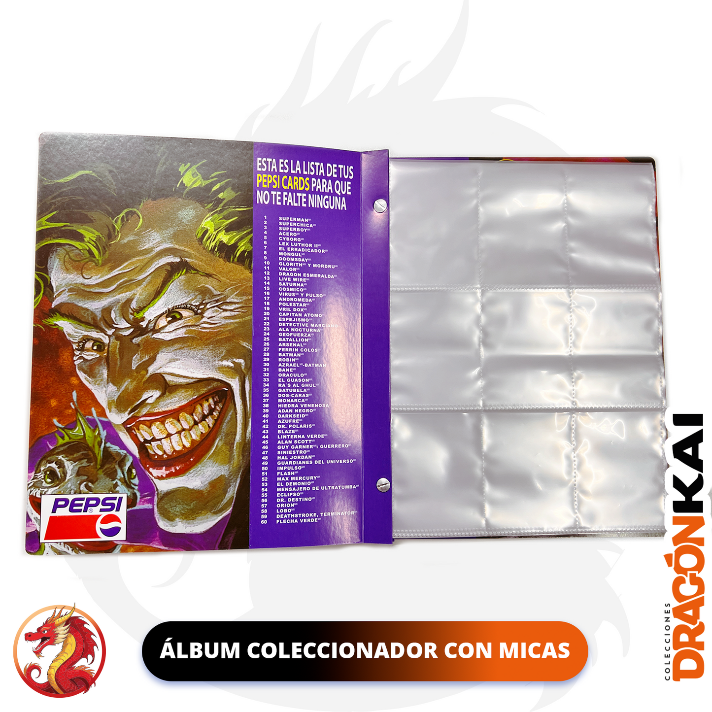 Coleccionador Pepsicards DC + Micas (NO TARJETAS)