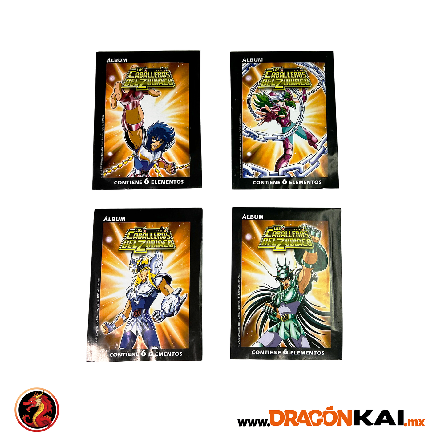 Colección Caballeros del Zodiaco: Saga del Torneo Galáctico y Los Caballeros Negros. Álbum + 2 cajas de 30 sobres