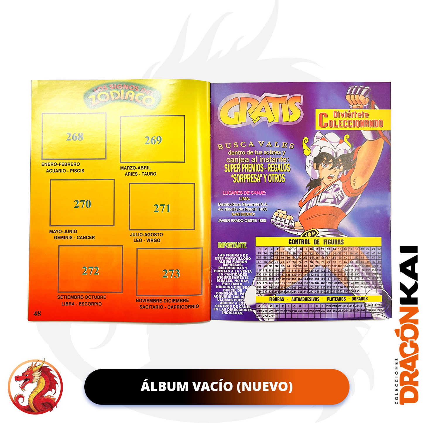 Álbum Caballeros del Zodiaco (Re. Navarrete) + Set completo a pegar