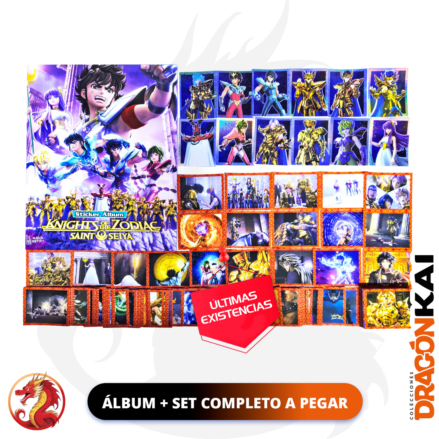 Álbum Caballeros del Zodiaco: Knights of the Zodiac + Set completo a pegar