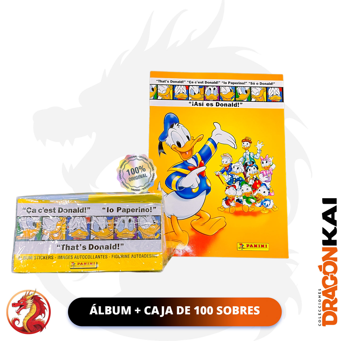 Álbum "¡Así es Donald!" (Panini 1996) + Caja de 100 sobres