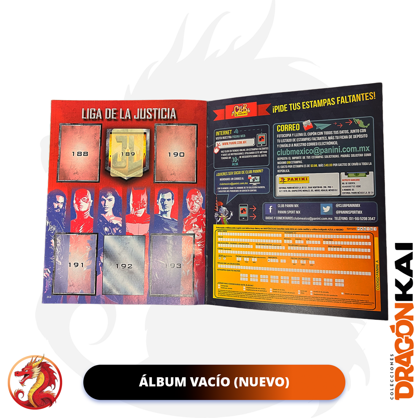 Álbum La Liga de la Justicia (Panini 2018) + Set completo a pegar