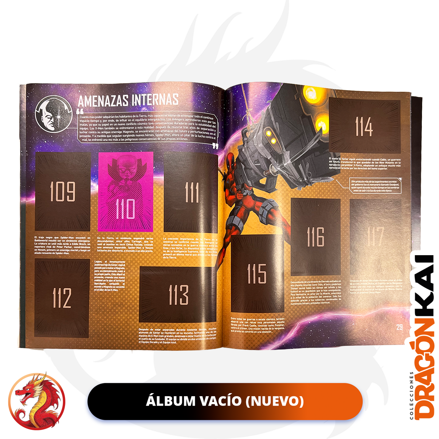Álbum "Dentro del Universo Marvel” (Panini 2026) + set completo a pegar