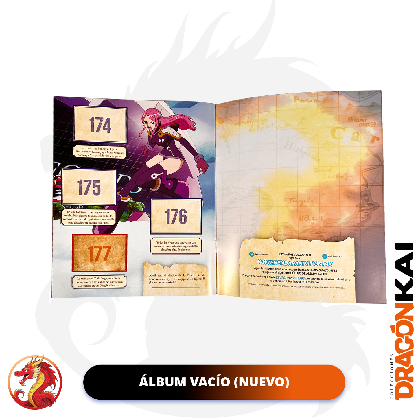 Álbum One Piece: Rumbo a Egghead (Panini 2025) + 4 sobres