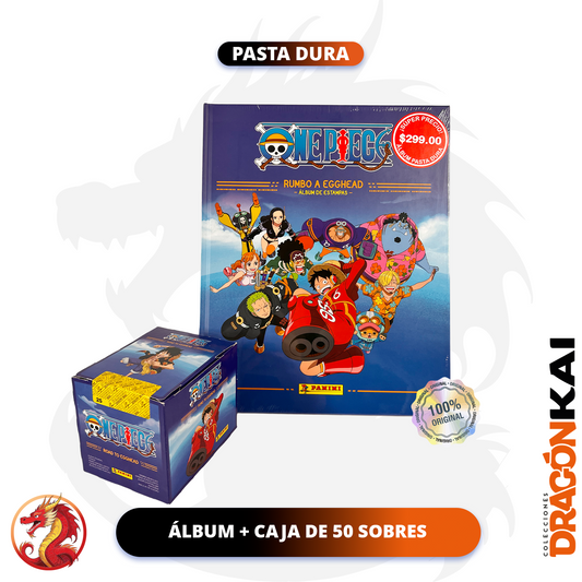 Colección One Piece: Rumbo a Egghead (Panini 2025) Álbum Pasta Dura + Caja de 50 sobres