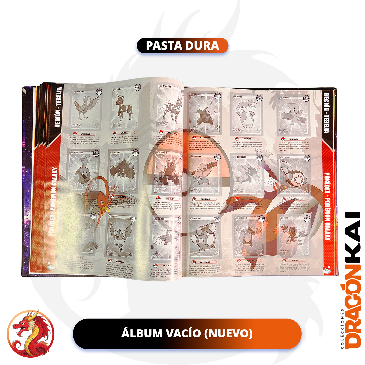 Álbum Pasta Dura Enciclopedia Pokémon Galaxy + Set completo a pegar (Incluye CAPS)