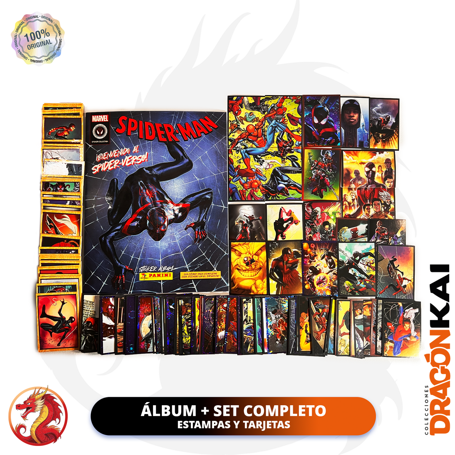 Álbum Spiderman Multiverso (Panini) + Set completo de tarjetas y estampas a pegar