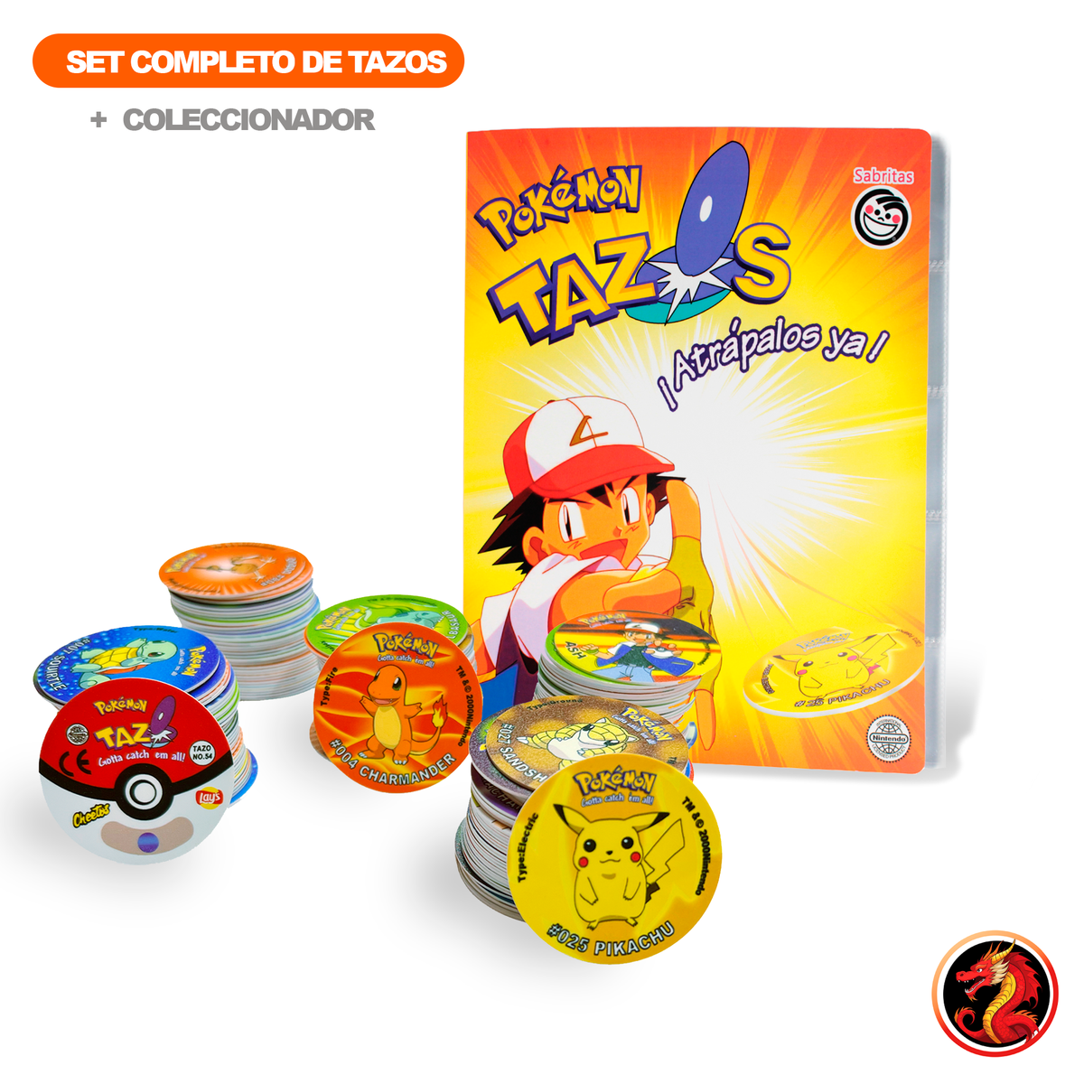 Tazos Pokemon Generación 1. Colección completa (Custom Ver.) 169 Piezas + Coleccionador