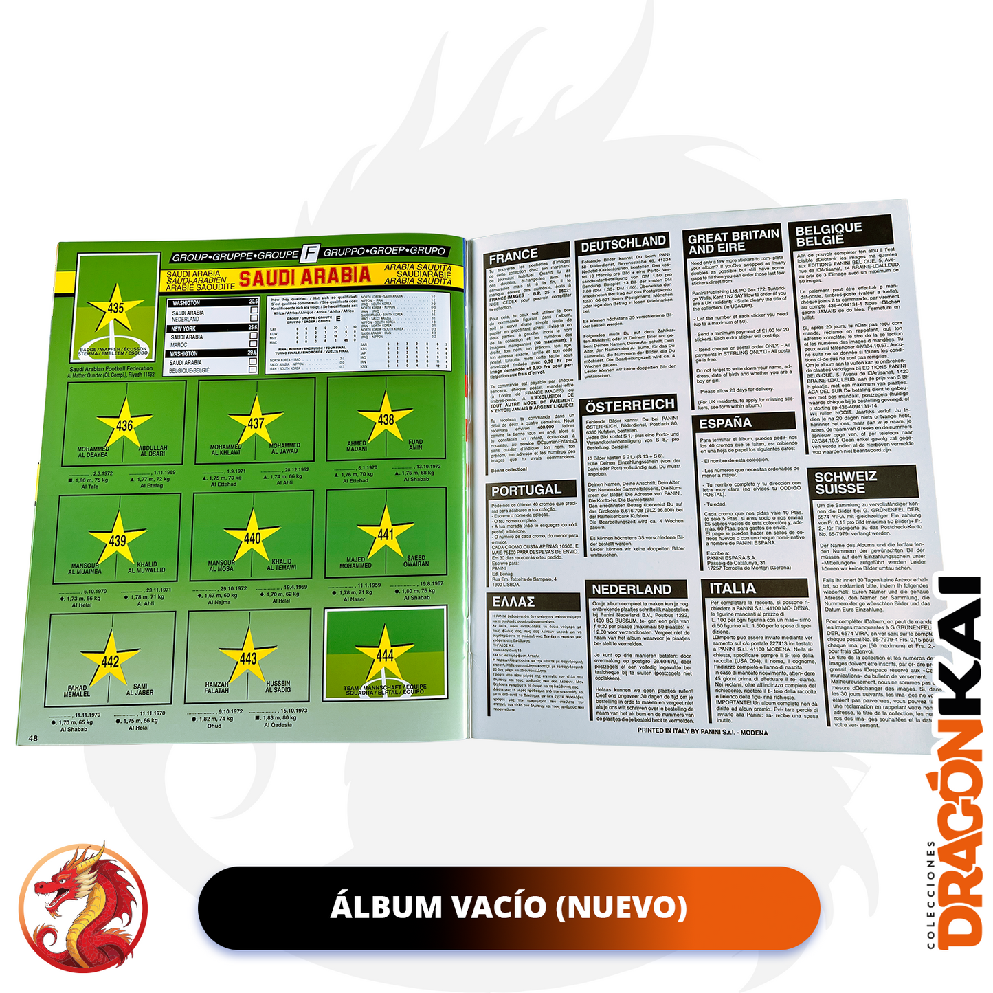 Álbum USA '94 World Cup (Re. Panini) + Set completo a pegar