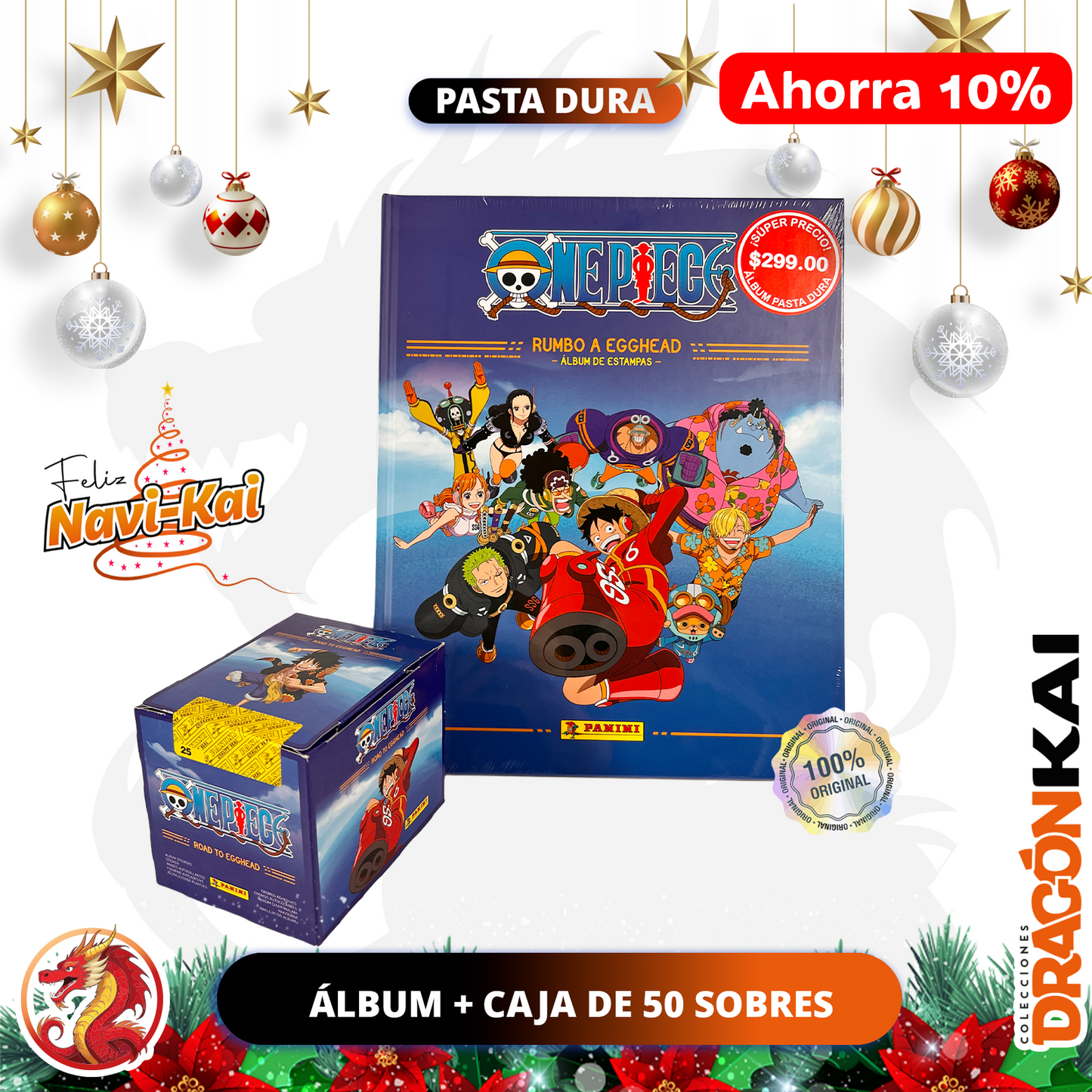 Colección One Piece: Rumbo a Egghead (Panini 2025) Álbum Pasta Dura + Caja de 50 sobres